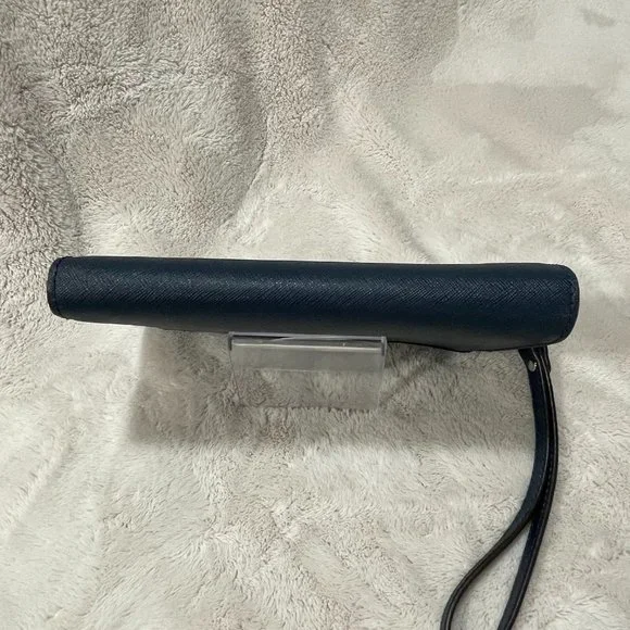 Michael Kors Jet Set Travel Large Double Zip Phone Wallet Wristlet Navy Leather - Picture 8 of 16